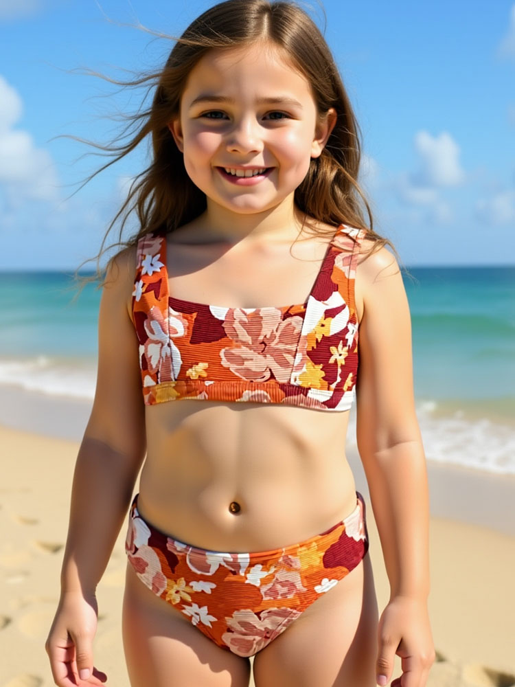 Custom Print Children's Short-Sleeved Swimsuit Set