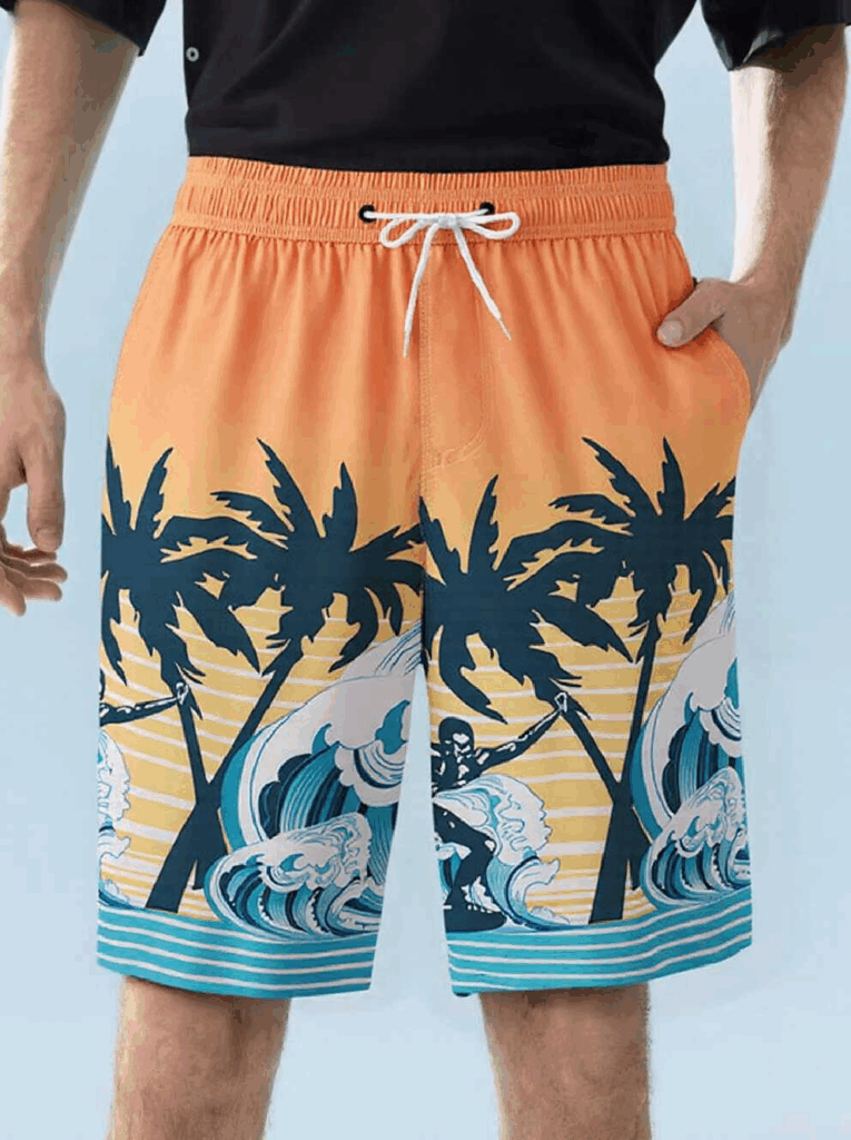 Custom Knee-Length Loose Fit Board Shorts in Quick-Dry Fabric