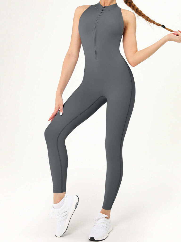 Custom Quick-Dry Zip-Up Yoga Bodysuit - Racerback & Lifting