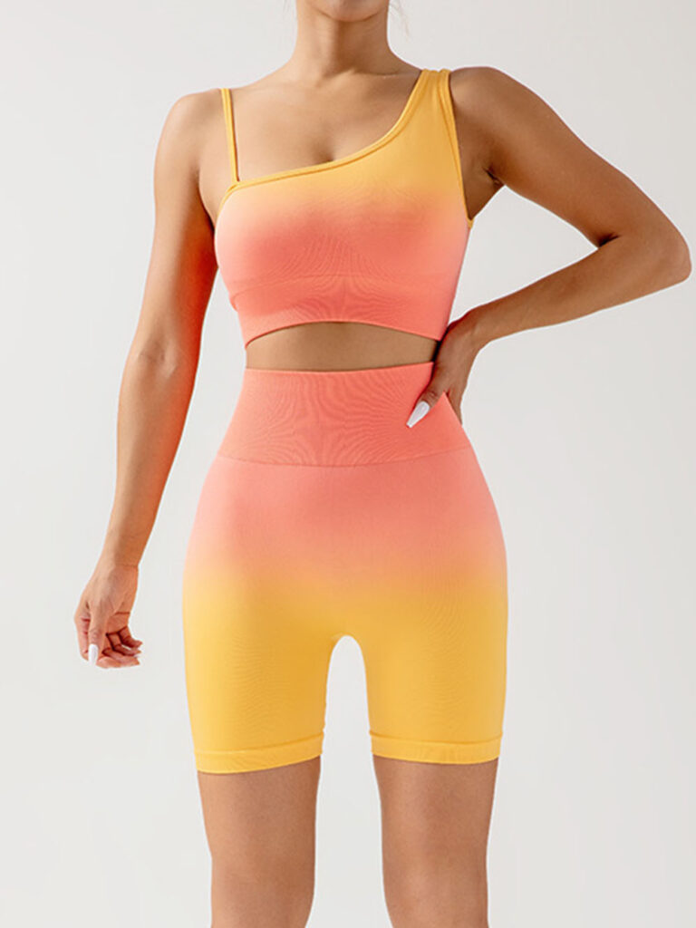 Custom Seamless Tie Dye Ombre Yoga Set Women High Waist Gym