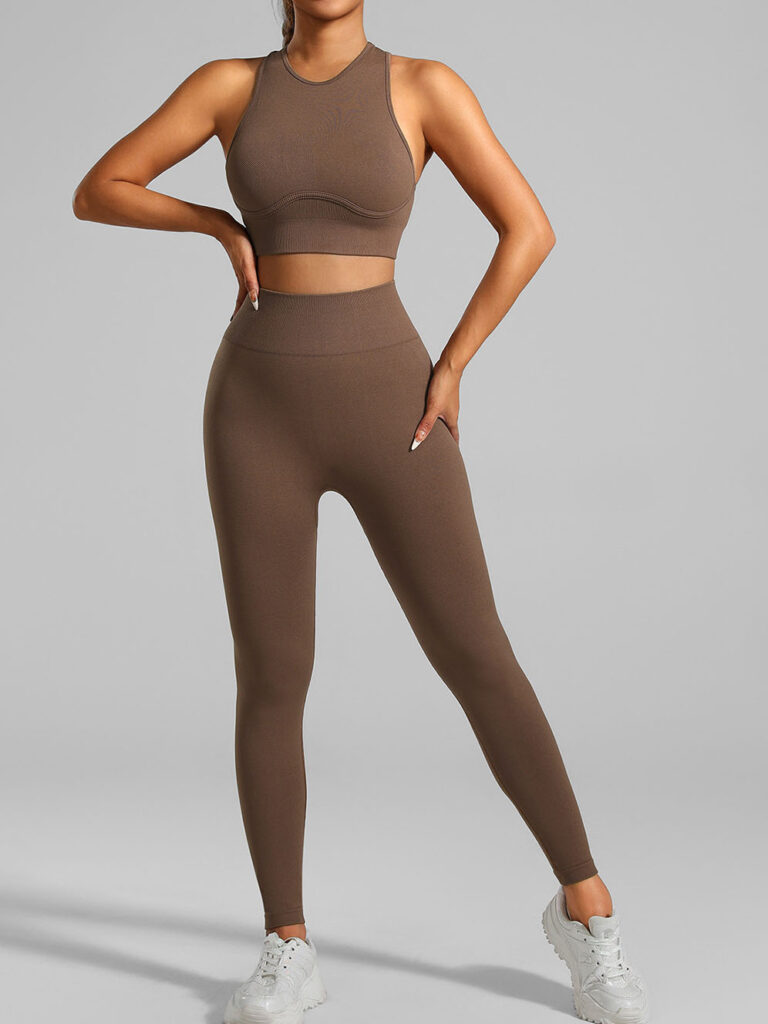 Custom Seamless Yoga Set Women Ribbed High Impact Sportswear