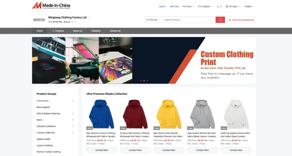 Dongguan mingteng clothing factory