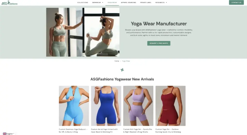 asg fashions yoga wear wholesale manufacturer